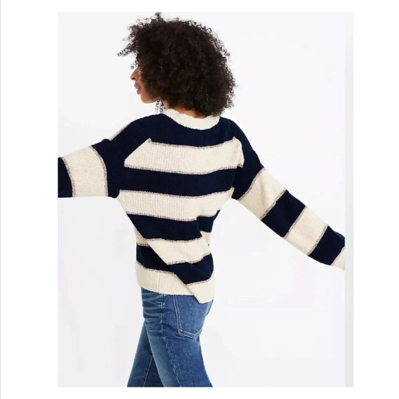 Madewell Striped Lakeville Pullover Sweater in Bone, Size S - Picture 3 of 14